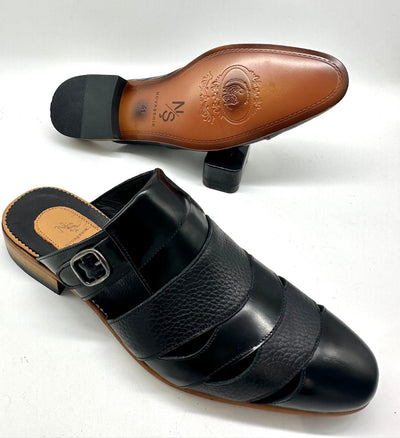 Babouche - L’Émir – en cuir noir élégance royale